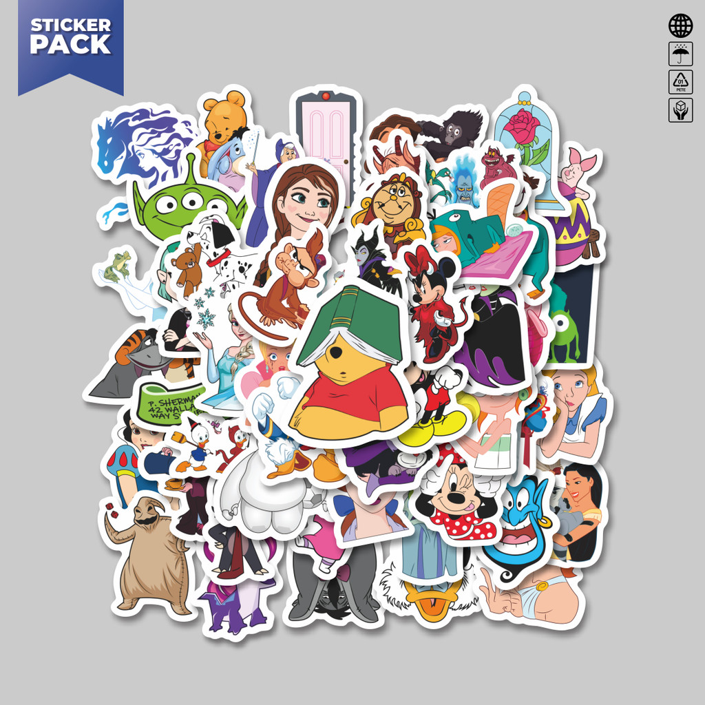 

[100PCS]Stiker Pack Stiker Disney Cartoon [Kartun Disney] Aesthetic Vinyl Anti Air Dekorasi Sticker Laptop Buku Journal Koper Helm Casing HP Gitar Helm Skateboard