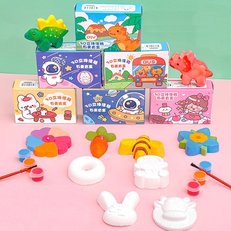 JOJU DIY 1 SET MAINAN EDUKASI ANAK GYPSUM PAINTING 3D / GYPSUM MEWARNAI 3D MINI KIT UNTUK ANAK