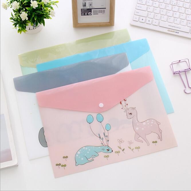 

1PC Waterproof Multi Pocket Plastic Kawaii A4 File Folder Bag Document Paper Organizer Case Office School Stationery Supplies