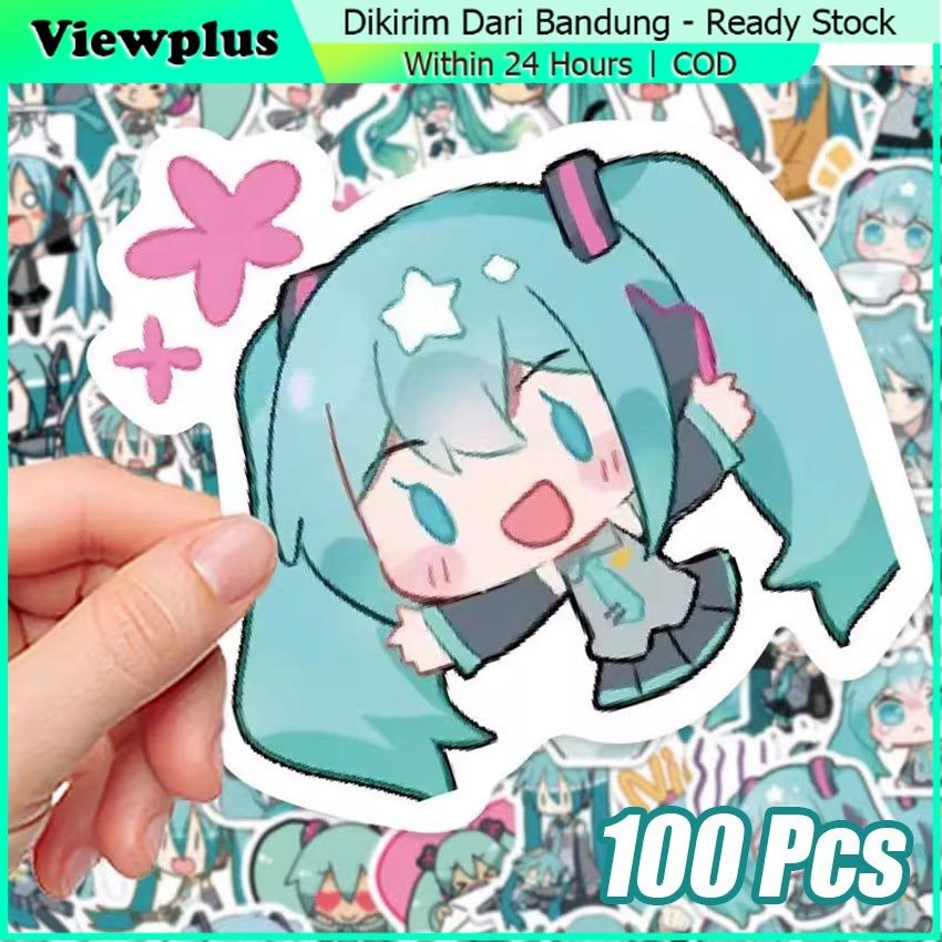 

100Pcs Sticker Anime Aesthetic Vinyl Waterproof / Sticker Hatsune Miku Glossy/ Miku Sticker Pack Tahan Air untuk Laptop Buku Jurnal Koper Koper Casing Phone