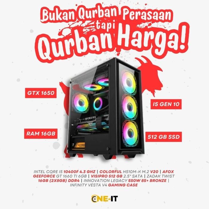 PC Gaming Intel i5-10400F GTX 1660 Ti 6GB | Valorant Genshin eSports 1080p Lancar