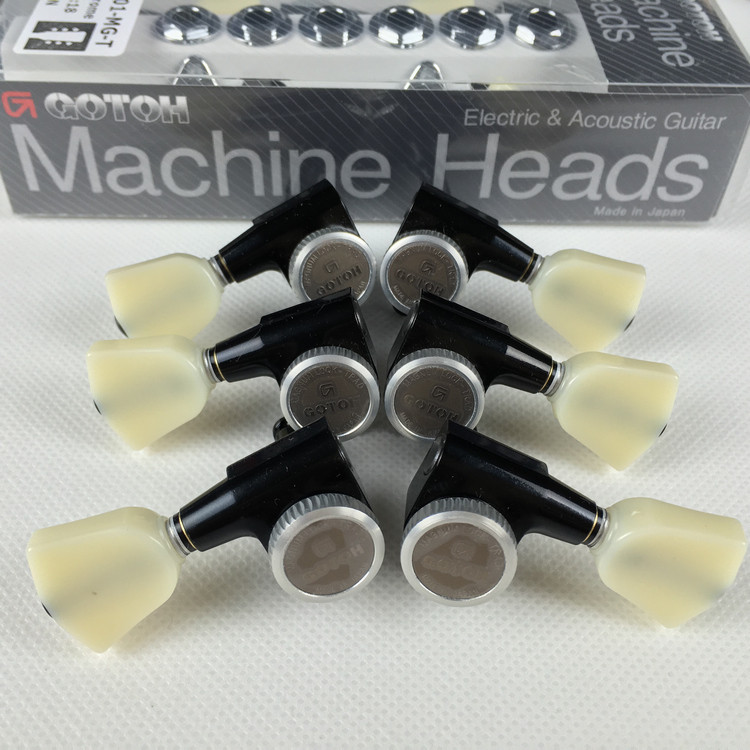 Reel Tombol Kepala Kunci Otomatis Gitar Bakelit Bilateral GOTOH, SG301 Hitam