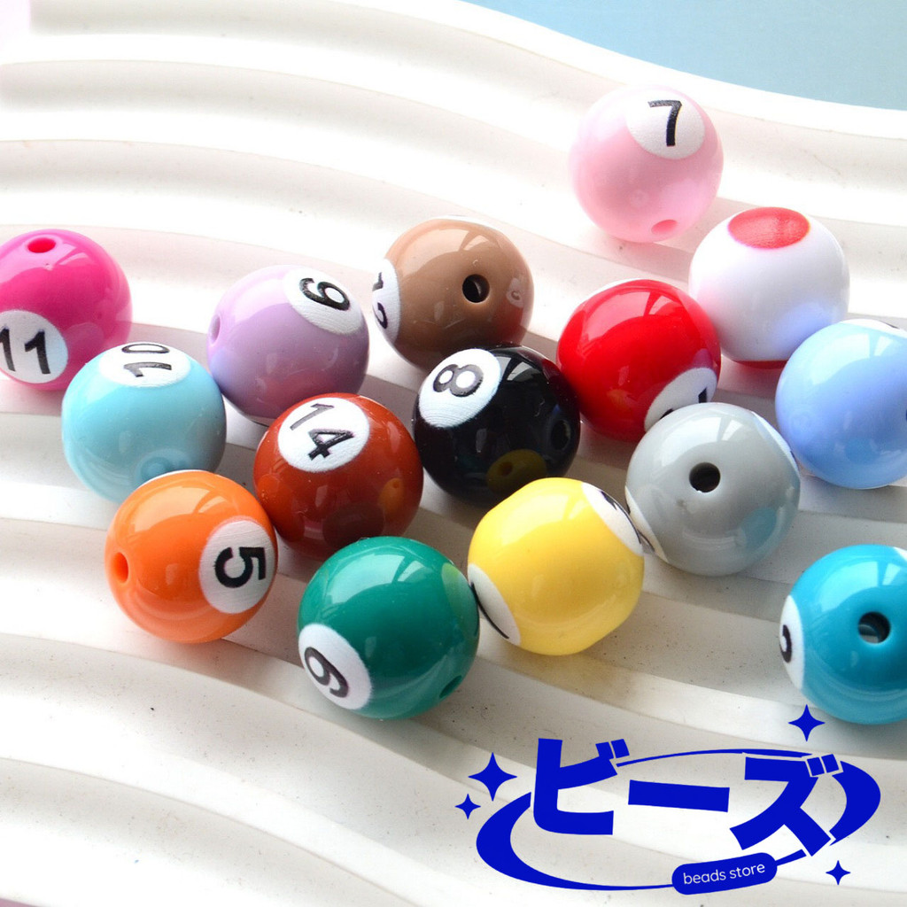 Biizu Beads 1 Pcs Manik-manik Akrilik Special - Bola Billiard Warna-warni 16 mm