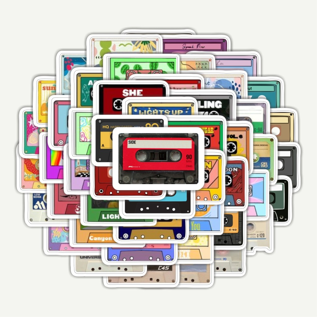 

Sticker Pack Stiker Cassette Tape (Kaset Audio) | Sticker TUMBLR | Stiker LAPTOP KOPER HELM