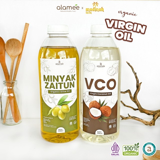 

ALAMEE Virgin Coconut Oil Minyak Zaitun Kelapa Murni Extra VCO Dapat Di minum Di masak Organik 1L madinah
