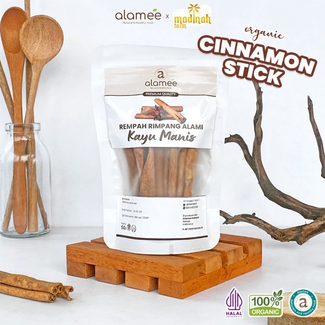 

ALAMEE Kayu Manis Batang Cinnamon Stick Rempah Rimpang Organik Alami Bumbu Masak Dapur Seasoning 50g madinah