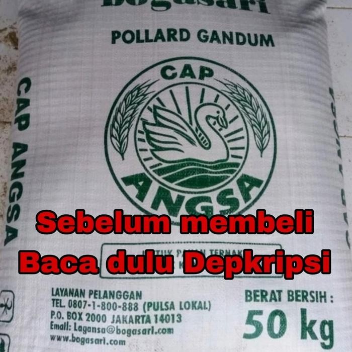 Pollard Gandum Cap Angsa Per Zak 50kg (Jahitan Jabrik) polar pakan makanan ternak Kambing / Sapi / K