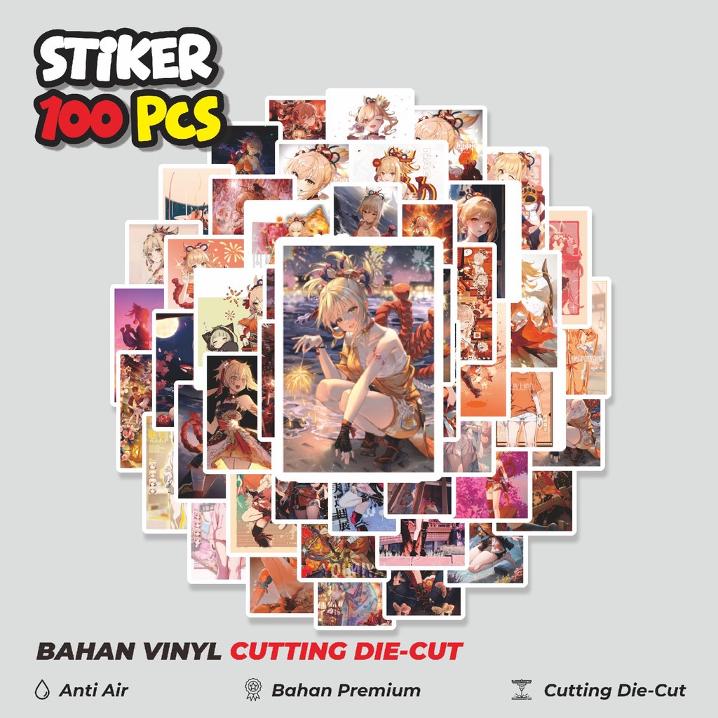 

Terbaru! 50 pcs Stiker Anime Yoimiya Dekorasi Lucu Kreatif untuk Notebook, Skateboard, HP