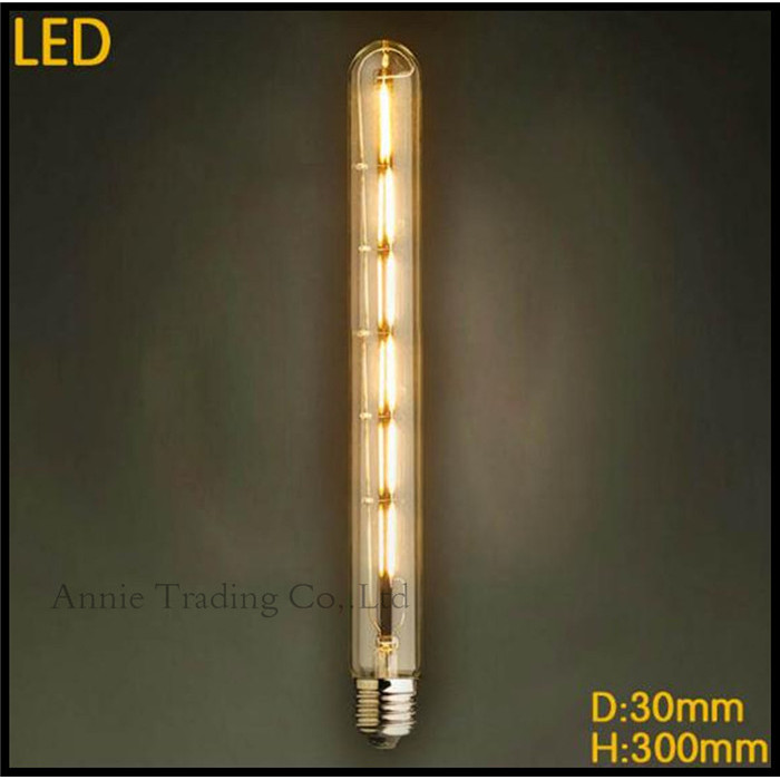 220V 2W/3W/4W/6W LED Filament Edison Bulb E27 T10 T185 T225 T300 Vintage Long Test Tube Tubular Bulb