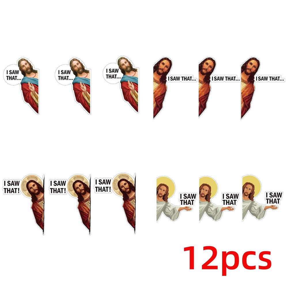 

3pcs Jesus I Saw That Stickers 3In Funny Jesus Stickers Car Window Laptop Skateboard Water Bottle Guitar Computer Room Decor