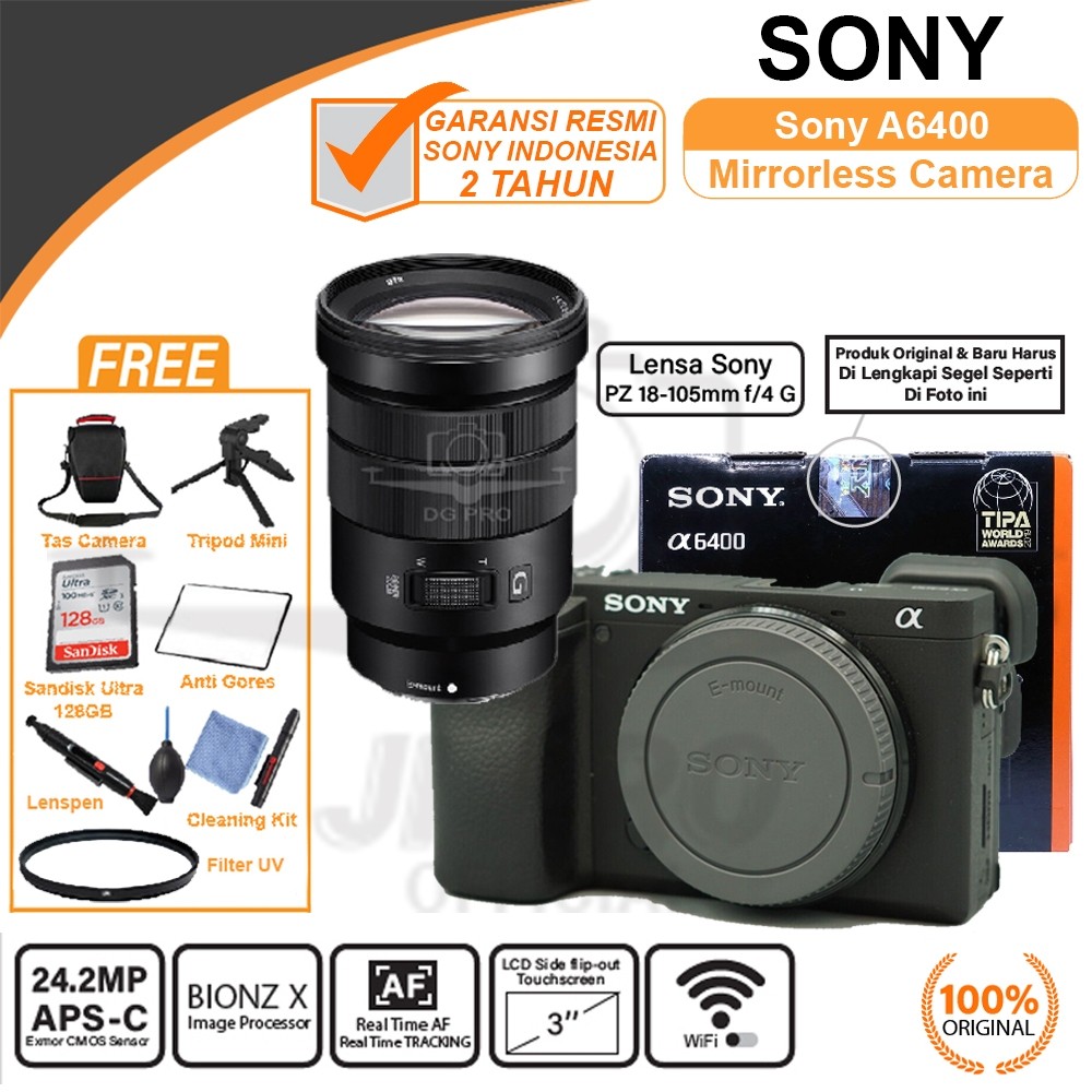 Sony Alpha A6400 + Sony E PZ 18-105mm F4 G OSS Lens Mirrorless Camera