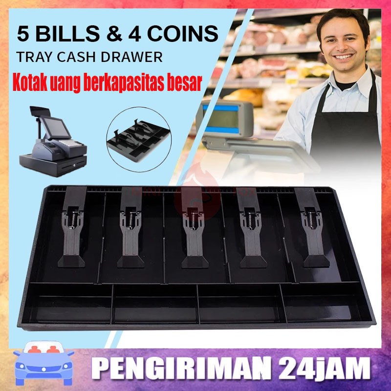 Laci uang tunai baki uang tunai 5 kompartemen laci uang laci uang laci uang tempat penyimpanan uang 