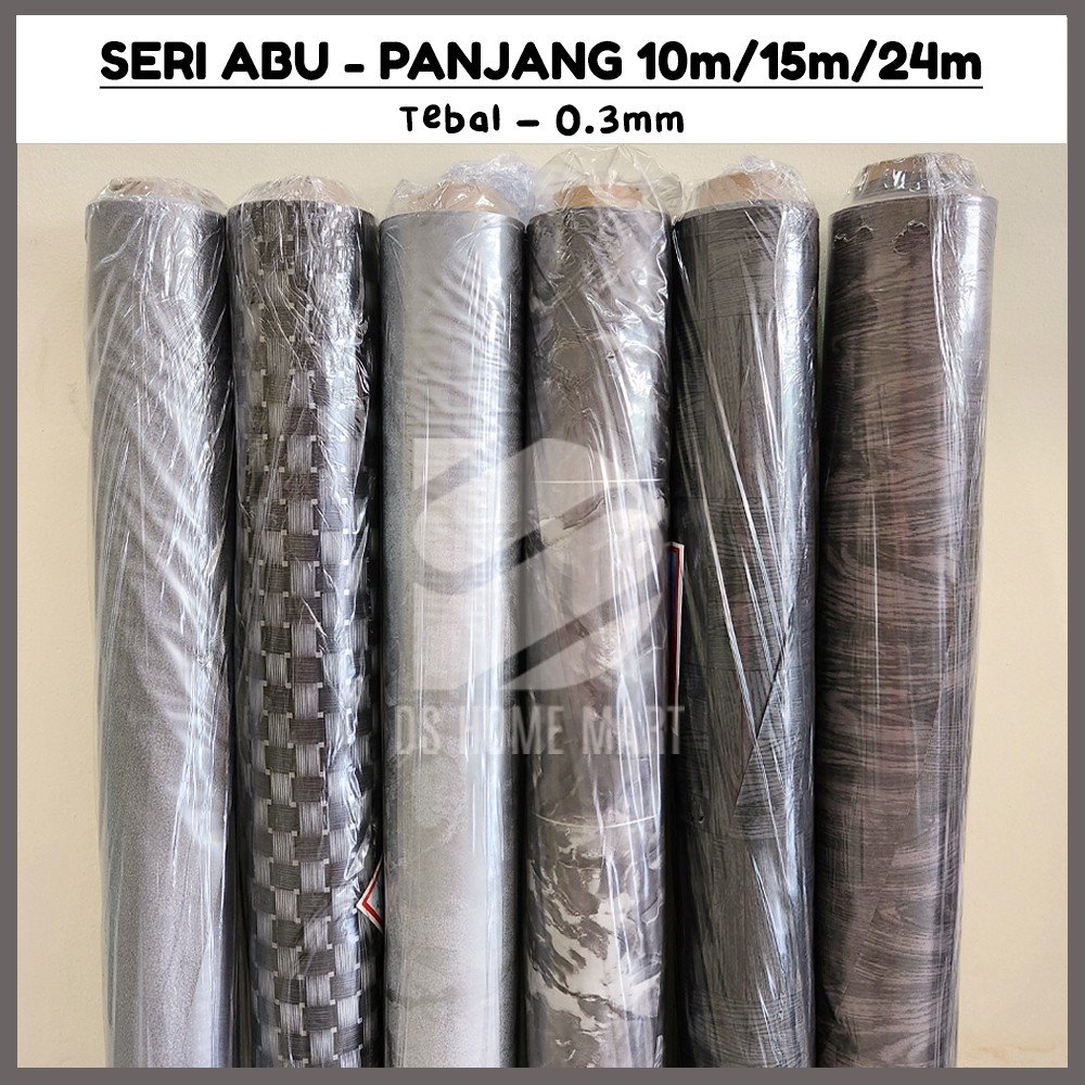KOLEKSI ABU (ROLL 10/15/24 METER): Karpet Lantai Plastik Vinyl Alas Meja Pengganti Keramik Daimaru