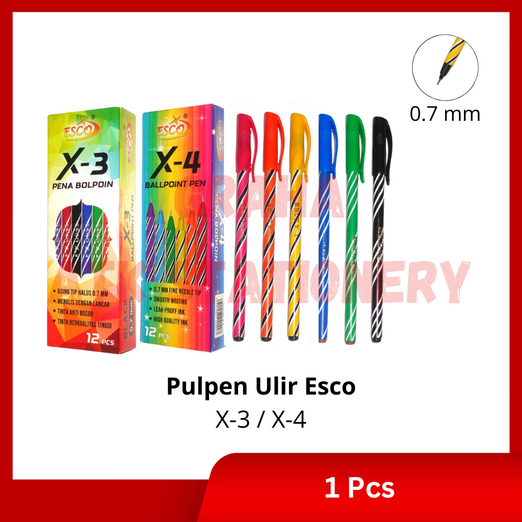

TERLARIS [1 PCS ] Pulpen Ulir Esco X-3 X-4 / Ball Pen / Pena Ulir 0.7mm Esco X-3 X-4