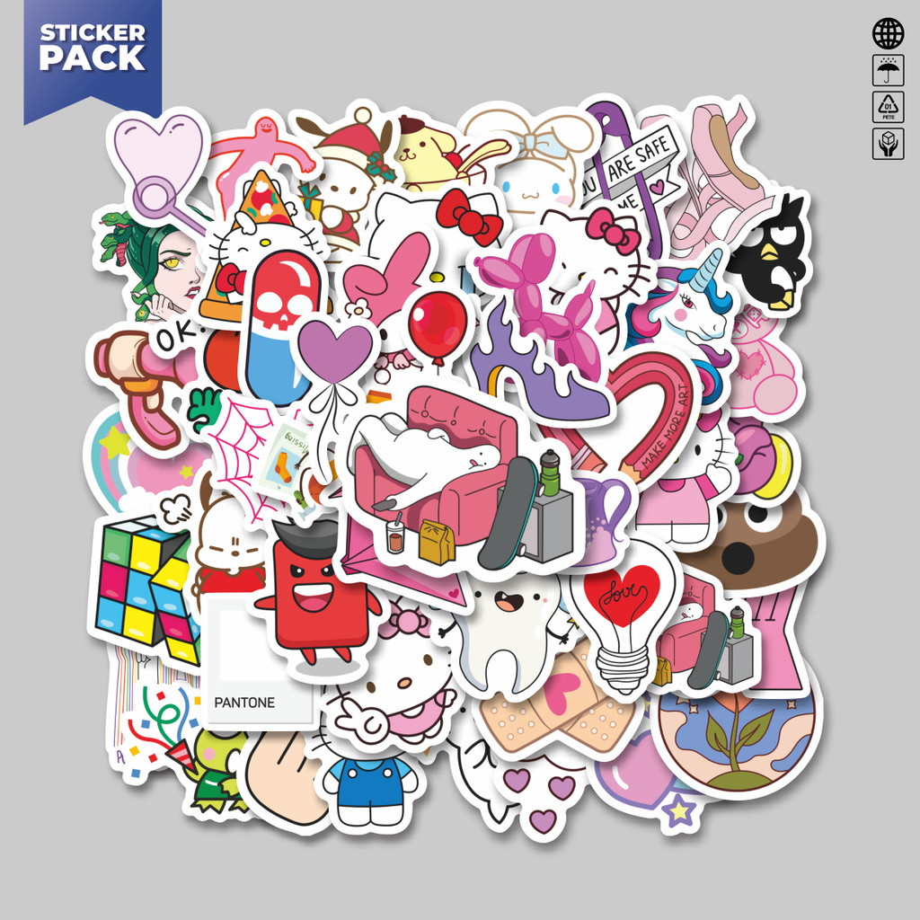 

[100PCS]Stiker Pack Stiker Noob Pack Stiker Random V4 Aesthetic Vinyl Anti Air Dekorasi Sticker Laptop Buku Journal Koper Helm Casing HP Gitar Helm Skateboard