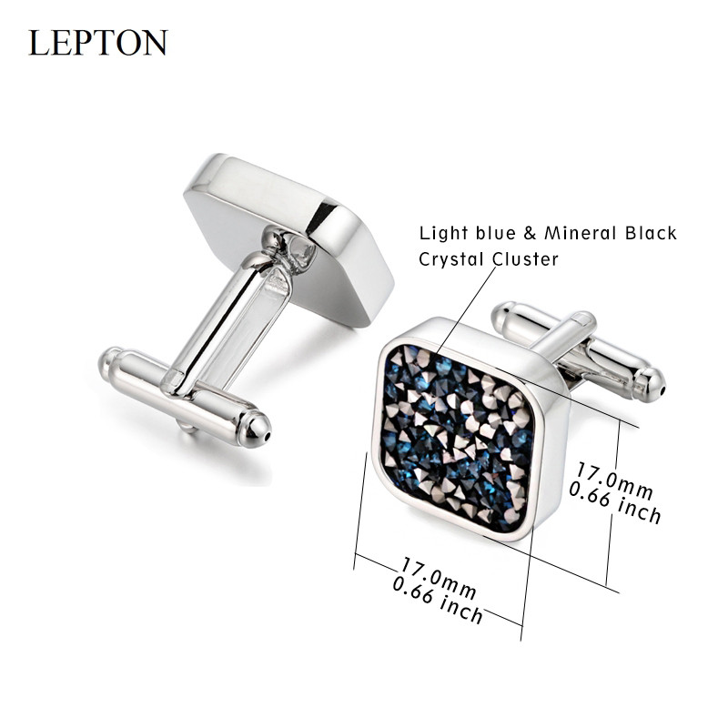 

Mens Low-Key Luxury Crystal Cufflinks for High Quality Silver Color Square Cuff Links Wedding Groom CuffLink Man Bussiness Gift