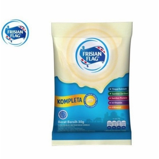 

FRISIAN FLAG BENDERA SUSU BUBUK KOMPLETA 30 GR x 5 SACHET VANILLA