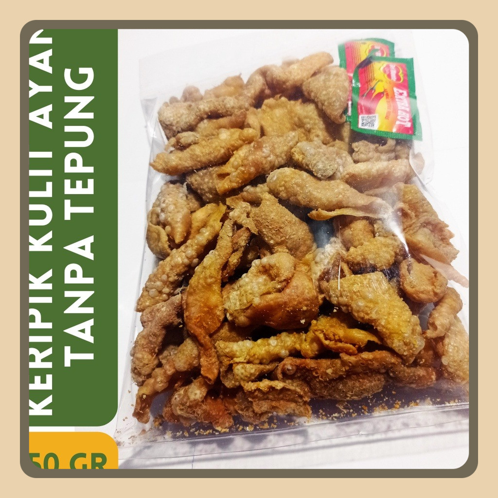 

KERIPIK KULIT DADA AYAM TANPA TEPUNG 250 GR OCHI SNACK – Renyah & Gurih