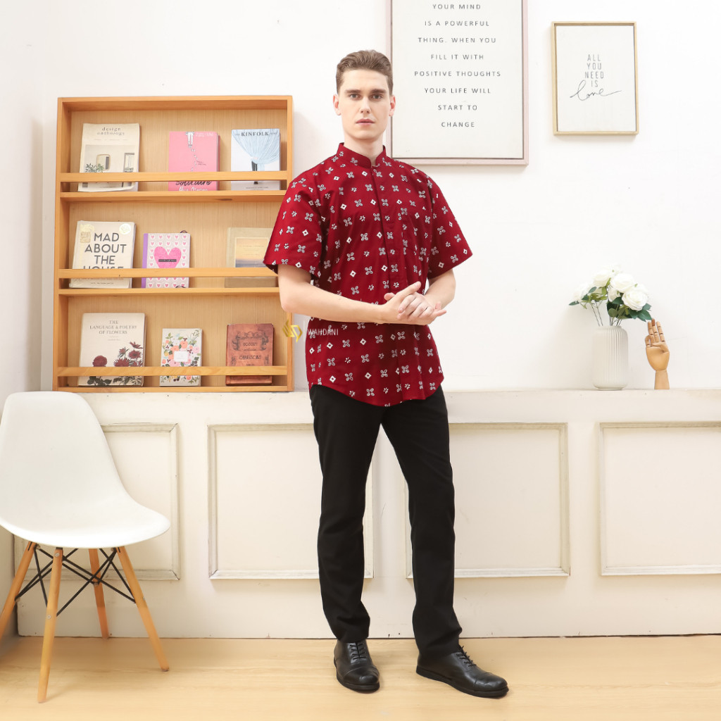 Kemeja Batik Pria Koko Shanghai Stripe Pendek