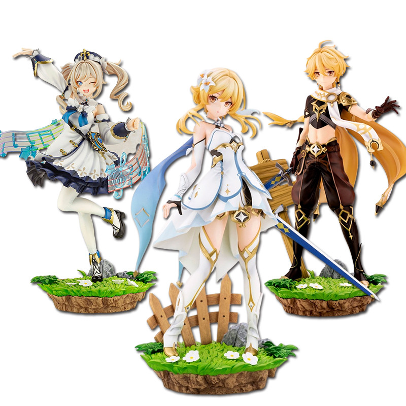 20cm Anime Genshin Impact Barbara Figure Genshin Impact Lumine Action Figure Traveler Aether Venti F