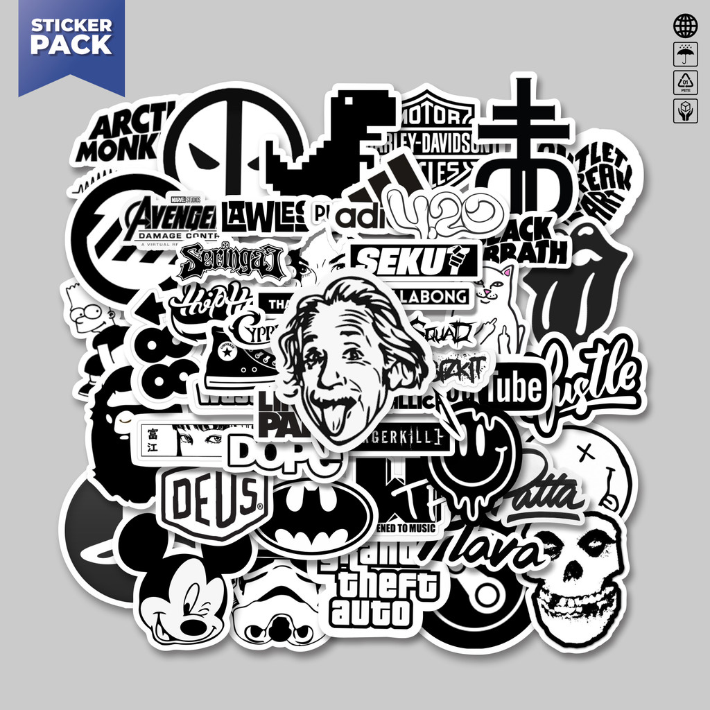 

[100PCS]Stiker Pack Stiker Random Aesthetic Black & White Versi 1 Aesthetic Vinyl Anti Air Dekorasi Sticker Laptop Buku Journal Koper Helm Casing HP Gitar Helm Skateboard