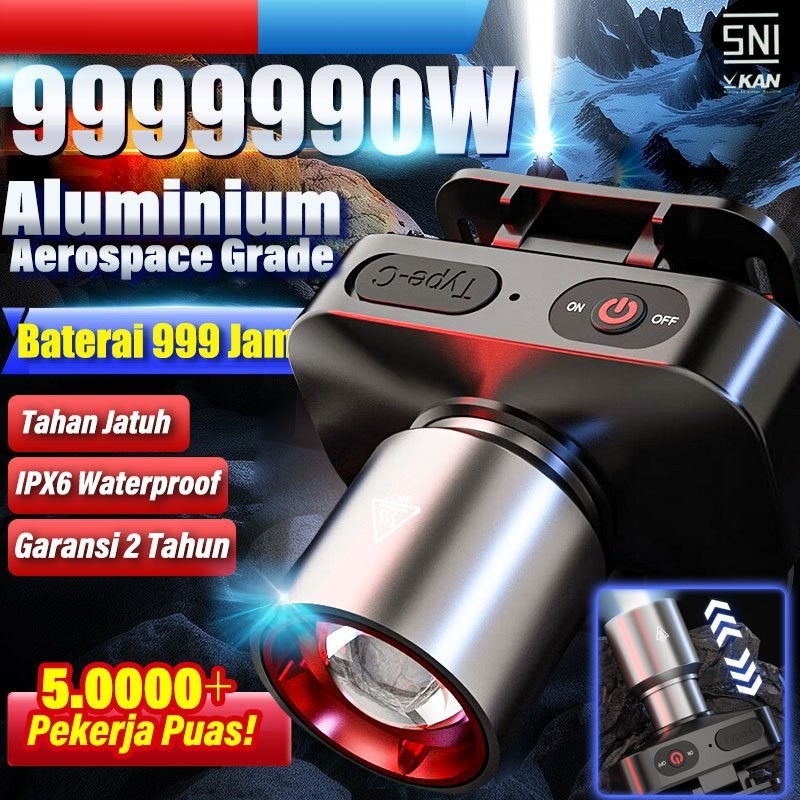 【9999W/COD】Yang Paling Terang Di Seluruh Jaringan Senter Kepala Tahan Lama 50 Jam Sangat Terang Sent