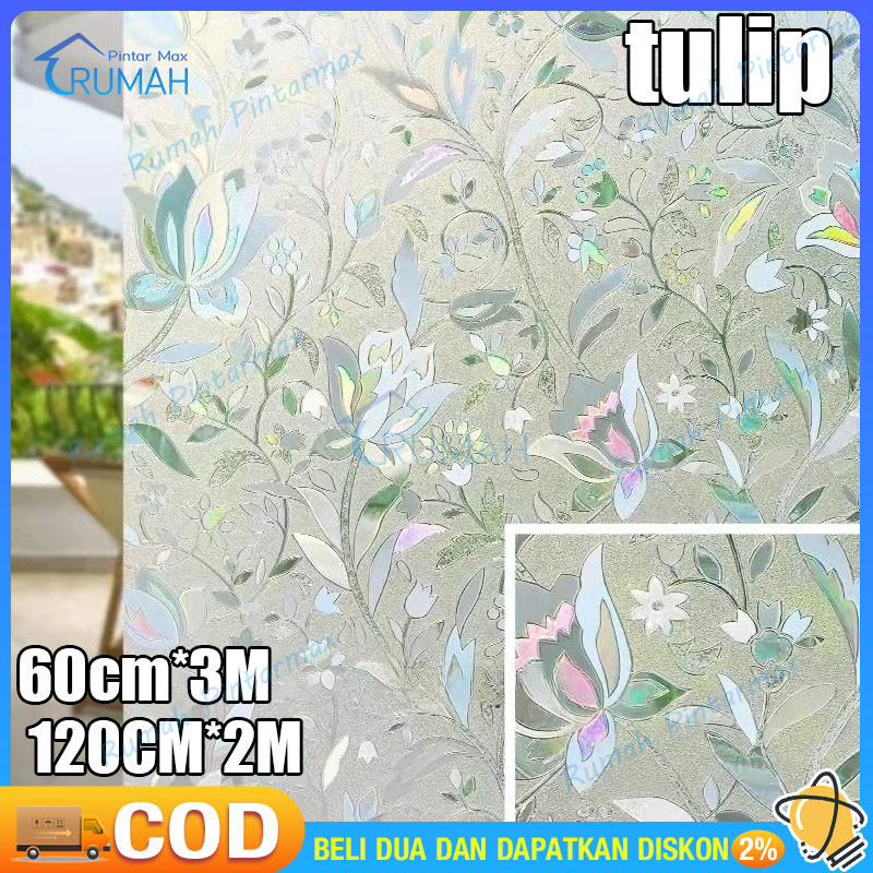 

Kaca Film Privasi Tulip Buram 2-3M, Perekat Perekat Diri untuk Pemblokiran UV, Label Kaca yang Dikontrol Panas