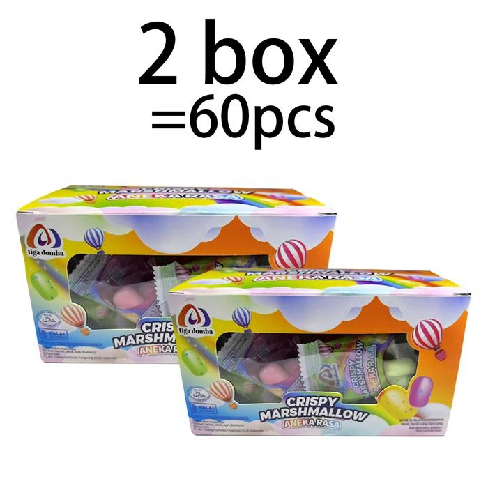 

【Halal】2 box @60 Pcs-Crispy Marshmallow-Aneka Rasa Buah: Stroberi, Lemon, Jeruk, Apel, dan Blueberry, Camilan Penghilang Stres yang Cocok untuk Acara Santai dan Pesta! Permen lunak Candy GummyFood rasa Buah Fruity Lolipop Manis Mini Snack Makanan - 2box=6