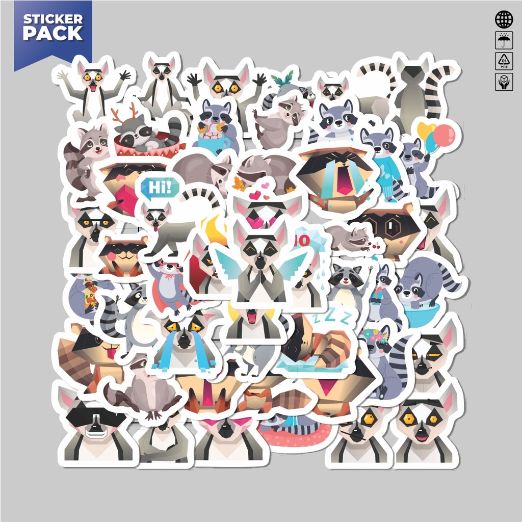

[100PCS]Stiker Pack Hewan Rakun Aesthetic Vinyl Anti Air Dekorasi Sticker Laptop Buku Journal Koper Helm Casing HP Gitar Helm Skateboard