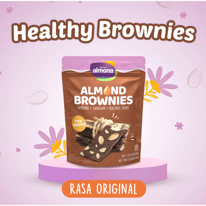 

Almona Almond Brownies 50gr - Original | Snack Sehat - No Preservative - No Coloring