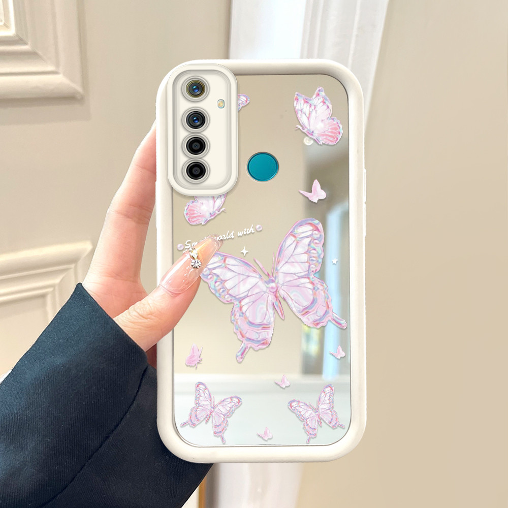 Casing Hp Untuk Realme 5 5i 5S 6i Cassing Soft Cesing Mirror JZ Butterfly Pink 8772 Softcase Silikon