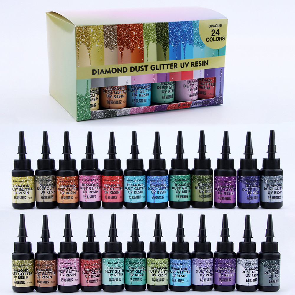 

6/12/24colors UV Resin Glue Kits Diamond Flash UV Glue Ultraviolet Curing DIY Pearlescent Jewelry Making Supplie Quick-Drying