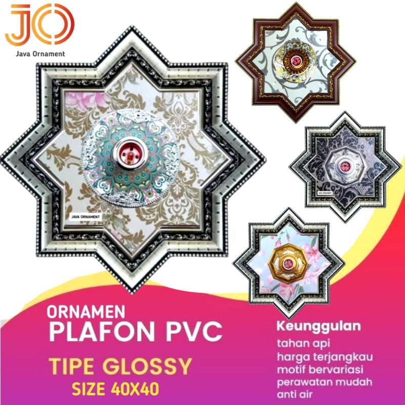 JAVA Fitting Ornamen Hias Plafon PVC gypsum ukuran 40x40