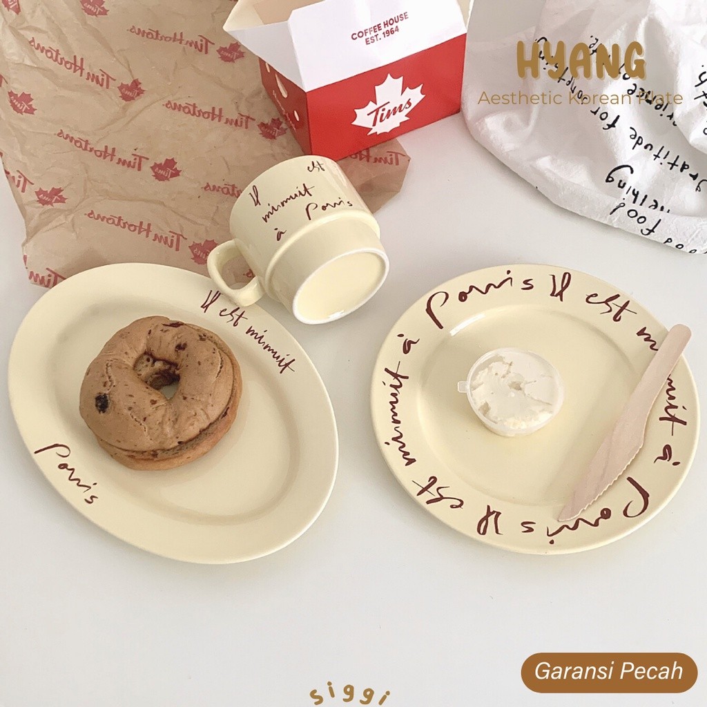 KAMEJING [siggi] HYANG Korean Aesthetic Plate / Piring Gelas Korea Aesthetic / Piring Korea Keramik 