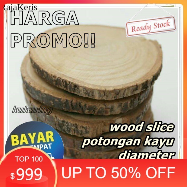 KUKURING Woos Coaster Daiameter 9-10 Cm Tatakan Gelas Kayu Alami Wood Slice Potongan Kayu FNX5 BN7