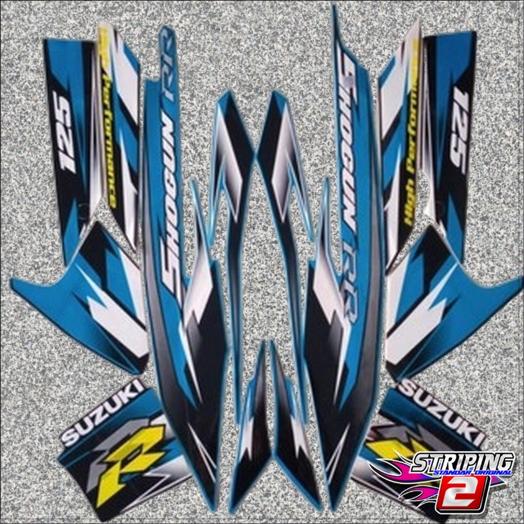 striping suzuki shogun rr 125 2008 hitam biru body standar berkualitas terbaik