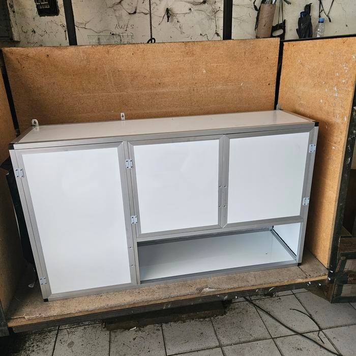 ZM rak gantung lemari dapur kitchen set atas aluminium kaca 3 pintu acp - acp