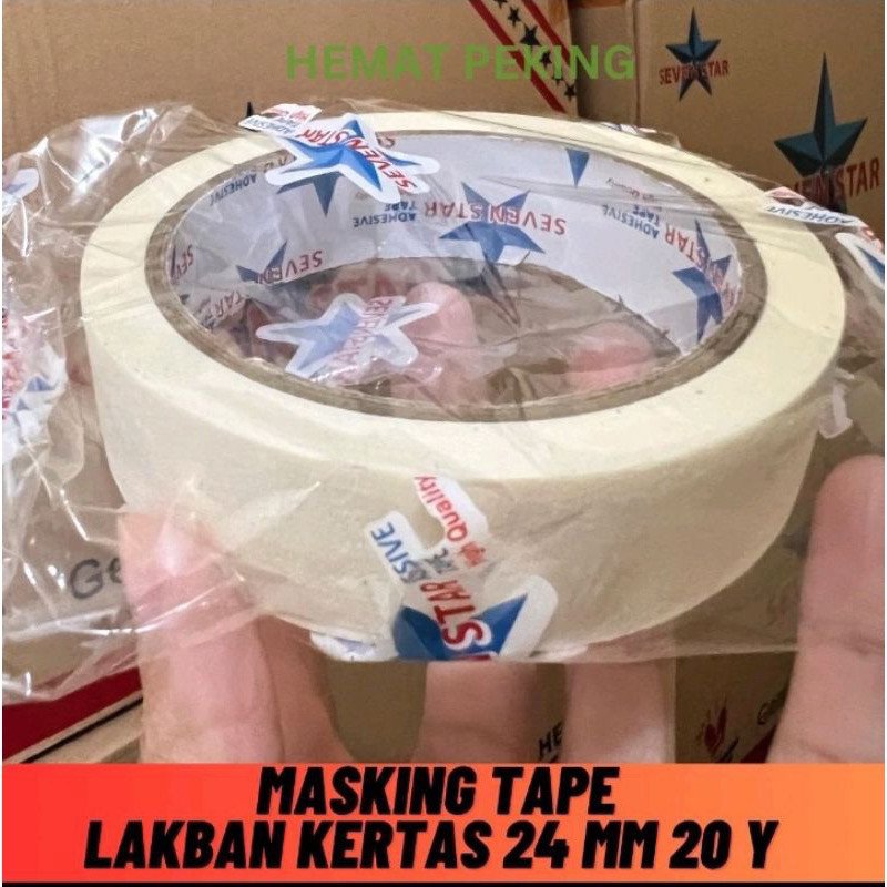 

Seven Star Masking Tape Lakban Isolasi Solasi Kertas 24mm x 20Y 20 Yard 20 Y Plakban Kertas 1” 1 Inch Inci - SAN BWI