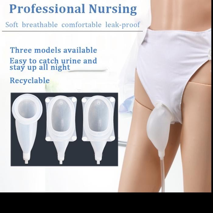 alat bantu kencing dengan urinal bag kantong pipis silikon eksternal - Pria