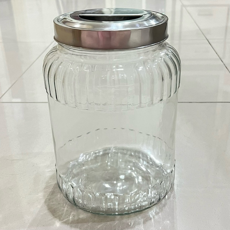 Toples Kaca Jumbo Ukuran 5 Liter TP 5 Tutup Stainless Toples Cendol Kue