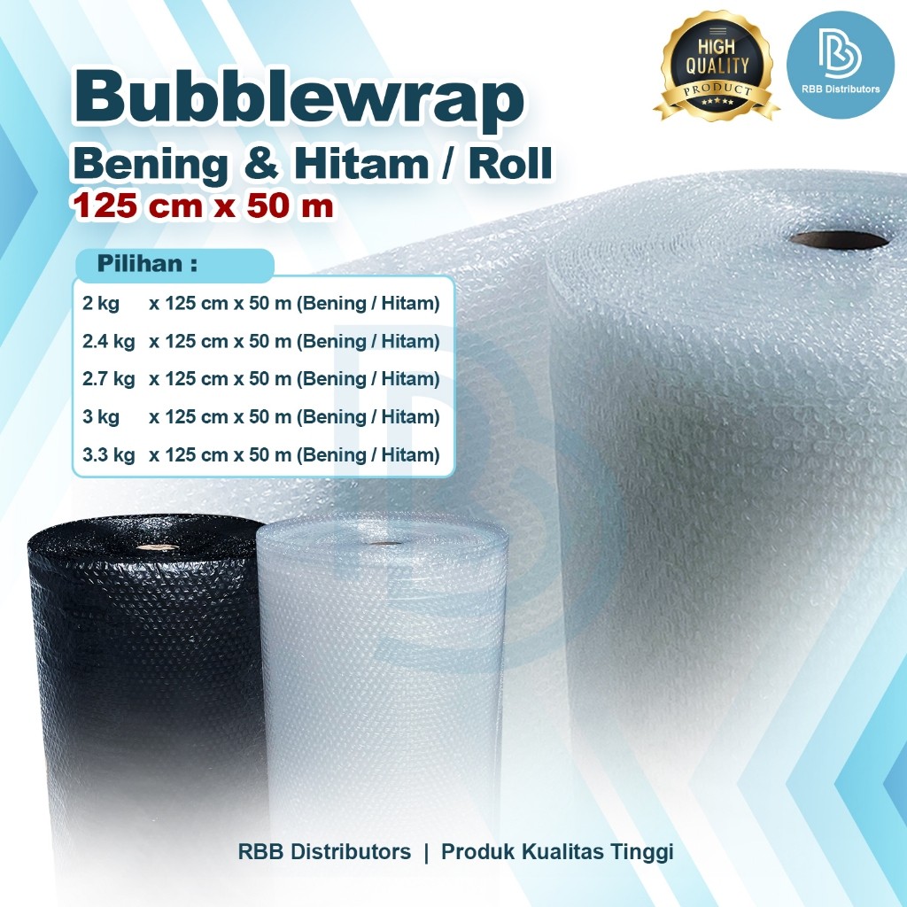 

KAYDEN STORE Bubble Wrap Bening / Bubblewrap Bening 125 cm x 50 meter / Bubble wrap roll Tebal Murah