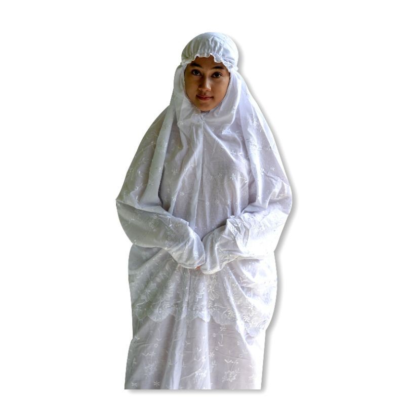 Ready Stock mukena terusan mukena katun mukena bordir mukena putih polos mukena putih mukena jumbo m