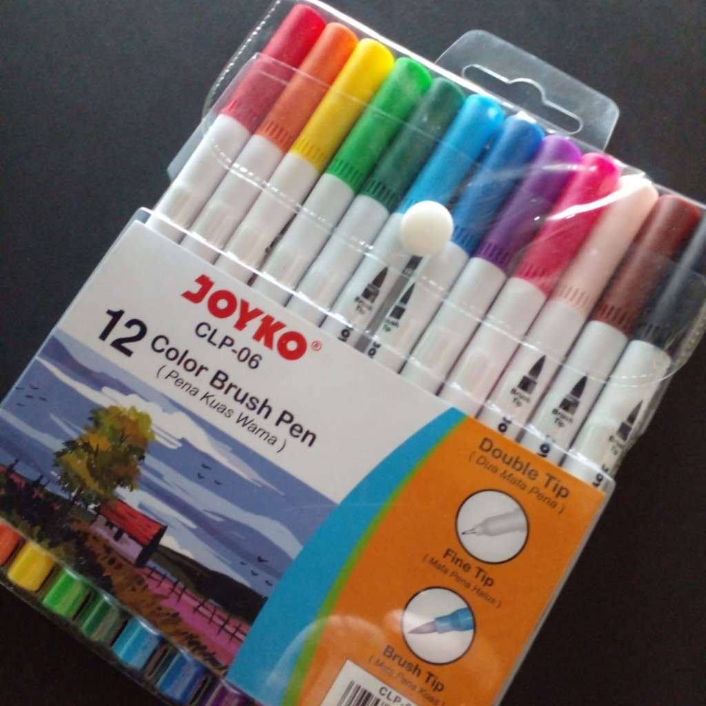 

BEST SELLER Brush Pen 12 Warna merk JOYKO Double Tip / 2 Mata Pena CLP - 6