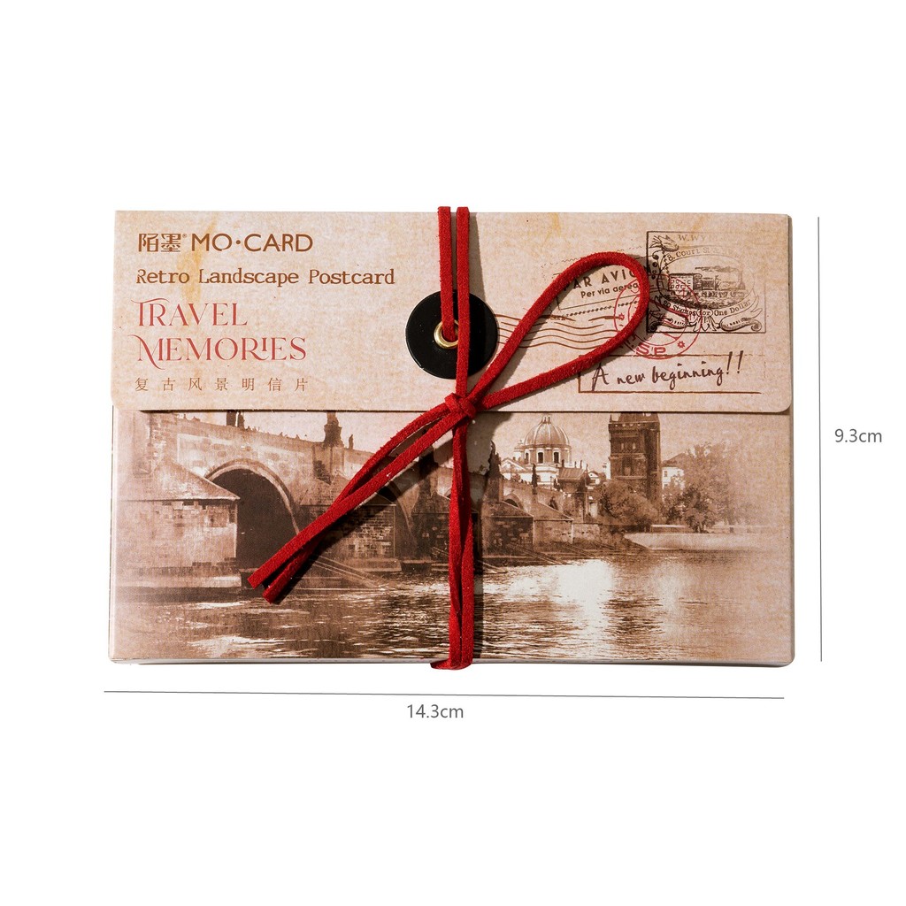 

1Style 30Pcs/bag boxed postcard vintage architecture landscape English old newspaper handbook gift card