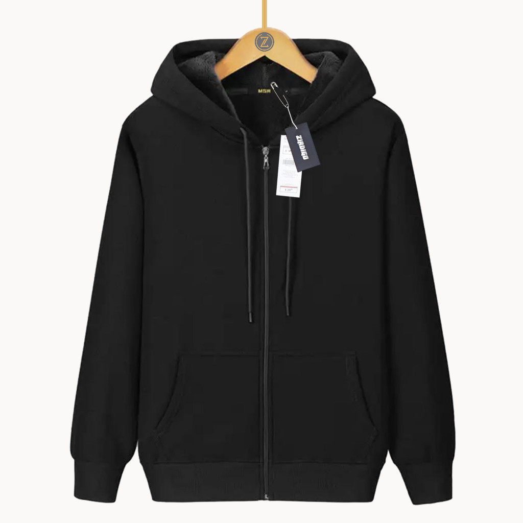 Zirdigo Jaket Zipper Distro Polos Black Unisex Jaket Resleting