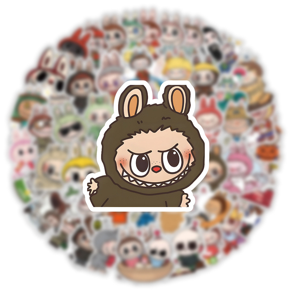 

50Pcs Funny Cute Labubu Stickers Labubu Doll DIY Stickers Scrapbooking Phone Luggage Skateboard Vinyl Waterproof Decals