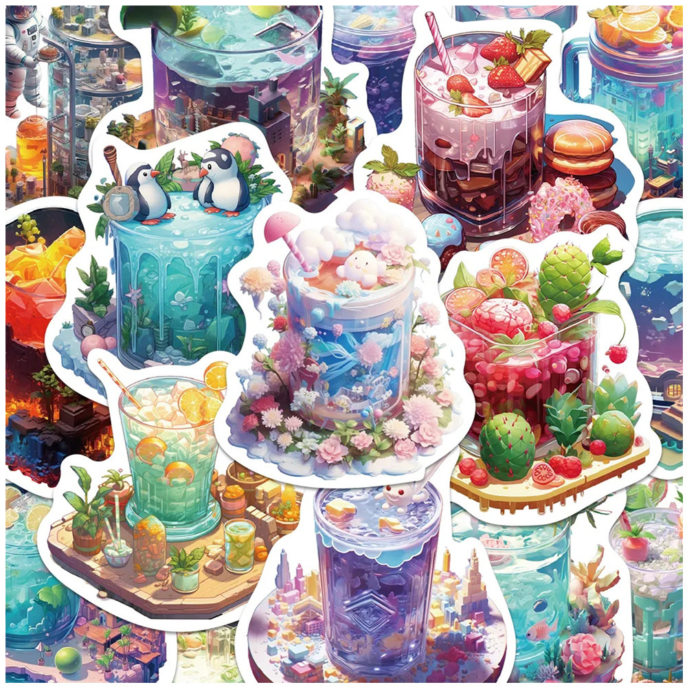 

10/30/50pcs INS Style Art Drink Aesthetic Stickers Cartoon Plant Decals Kids Toys DIY Laptop Phone Scrapbook Decoration Sticker