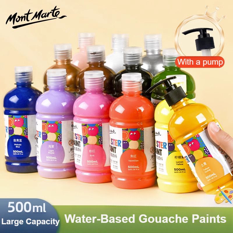 

Mont Marte Gouache Poster Paint (16.9 oz,500 ml) Rich Pigment Art Painting Supplies, Washable Non Toxic for Students and Artists