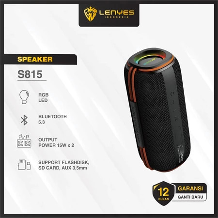 LENYES S815 30W Portable Hifi Speaker Bluetooth 5.3 Waterproof IPX6 TWS Stereo Bass RGB Light