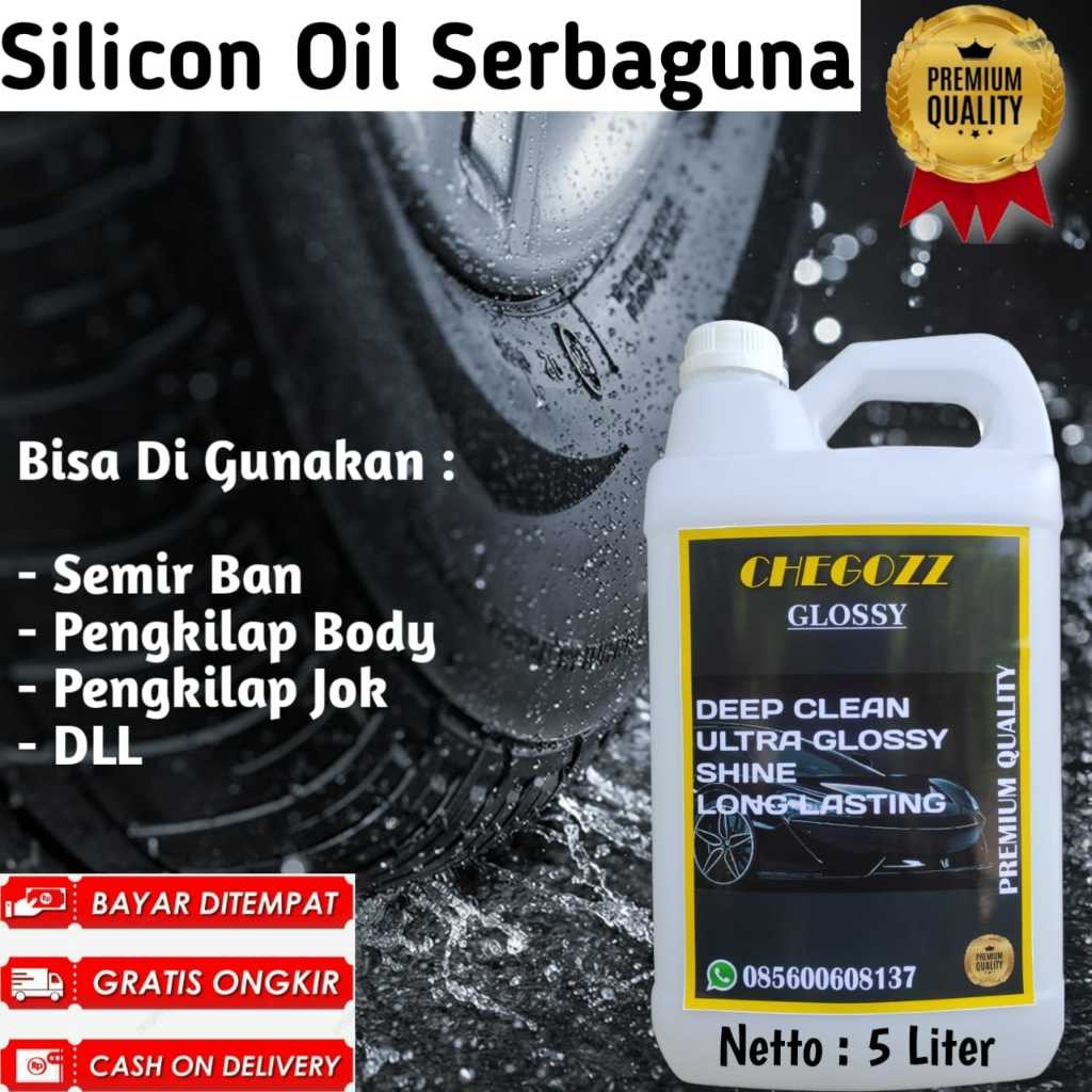 Silicon Oil pengkilap body motor dan mobil 5 Liter serbaguna silicon bening body motor murni penghit